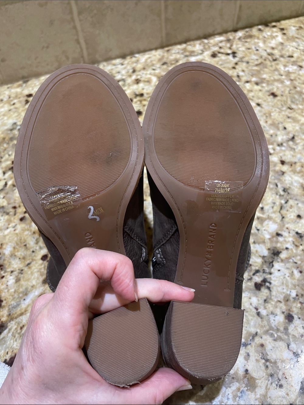 Lucky Brand Brown Leather open toe Heeled Sandals Size 7.5 - Picture 7 of 8